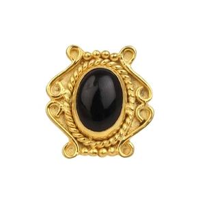 แหวนง่ามชุบทอง18K เคลือบทอง18K ลายหอยมุกโมโฮสเทอร์คอยส์ธรรมชาติขนาด10X14มม. แหวนง่ามชุบทอง18K - Product Image 1