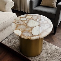 Luxuriöser Weißer Achat Runder Couchtisch mit Modernem Naturstein Wohnzimmer Mitteltisch Möbel & Großhandelsprodukt