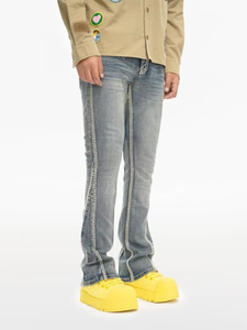 Jeans de Hombre de Algodón de Alta Calidad 2026, Marca Americana, Cómodos, Corte de Campana, Lavado Vintage, Costuras Reforzadas - Product Image 3
