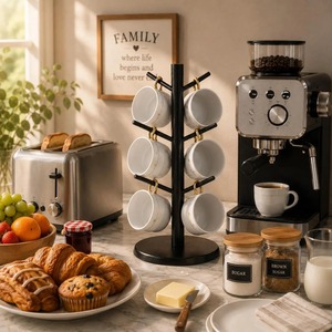 Heavy Duty Modern Handmade Wrought Iron <b>Mug</b> Holder with Strong Hooks for Displaying and Organizing Multiple Coffee Cups - Product Image 2