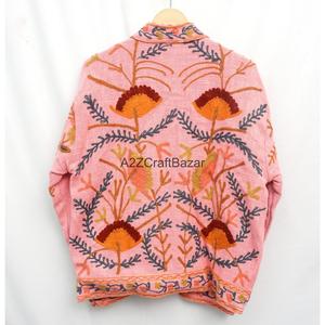 Chaqueta de Algodón para Mujer, Bordada a Mano con Flores Coloridas, Abertura Frontal, Ecológica, de Secado Rápido, Transpirable, Cuello en V, Estilo Chic - Product Image 5
