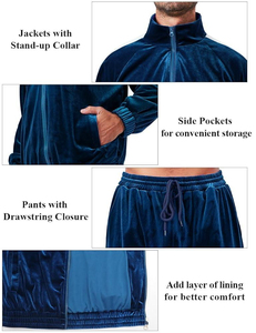 Unisex Velour Tracksuit Set Custom Design <b>Hoodie</b> Jacket Jogger Pants Casual Fashion Wear - Product Image 5
