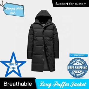 <b>Men's</b> <b>Long</b> Hooded Down Puffer Jacket Windproof Casual Winter <b>Coat</b> Thick Zipper Closure Solid <b>Black</b> <b>Men</b>’s <b>Long</b> Puffer Jacket - Product Image 4
