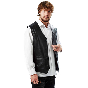 New Arrival Plain Dyed Breathable Custom Color Men Leather <b>Vest</b> Made in Pakistan Factory Made Men Leather <b>Vest</b> - Product Image 5