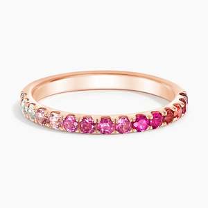 Ombre Pink Sapphire Eternity <b>Ring</b> Round Cut Gradient Band <b>Dainty</b> Stackable Wedding Band Colorful Gemstone <b>Ring</b> Keywords (340 - Product Image 5