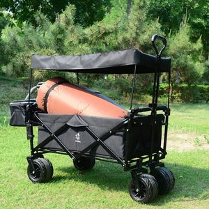 All Terrain Brake 140L Foldable Collapsible Wagon Cart with Removable Canopy for <b>Camping</b> - Product Image 2