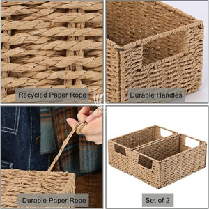 Plateau de panier de coeur de jacinthe d'eau naturelle tissée, plateau de fruits de paille tissée tressée, plateau de service fait main du Vietnam - Product Image 2