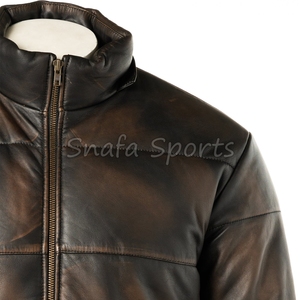 New Fashion Design <b>Men</b> <b>Shearling</b> Leather <b>Jacket</b> With Hooded Collar Solid Color High Quality Leather <b>Jackets</b> - Product Image 3