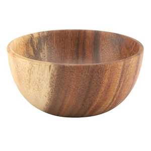 Bol de service artisanal en bois d'acacia avec impression émaillée, vaisselle en bois écologique d'Inde - Product Image 1