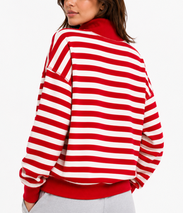 OEM Women's <b>Mock</b> <b>Neck</b> Sweatshirt 100% Cotton Greek Letter Gingham Embroidery Oversized Breathable Winter <b>Top</b> - Product Image 3
