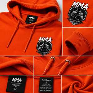 MMA Logo Front Customized High Quality Men's Hooded <b>Fleece</b> Sweatshirt <b>Orange</b> Regular Fit Pocket Design Casual Wear Winter Season - Product Image 4