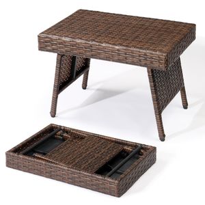 Tavolino Pieghevole da Esterno Leggero in Rattan PE con Telaio in Acciaio Resistente per Giardino, Cortile e Bordo Piscina - Product Image 1