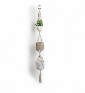 Colgador de Plantas Bohemio de Macramé Ecológico, Soporte para Macetas Colgantes Hecho a Mano con Cuerda de Algodón, Decoración para Interiores del Hogar - Product Image 1
