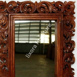 Luxury Handcrafted Solid Wood <b>Wall</b> <b>Mirror</b> Frame Ornate Royal Victorian Scroll Carving Mahogany Brown - Product Image 6