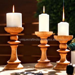 Portavelas de Madera de Mango Hecho a Mano de Alta Calidad, Forma Personalizada para Decoración del Hogar, Bodas, Fiestas, Navidad, Artesanía Única - Product Image 1