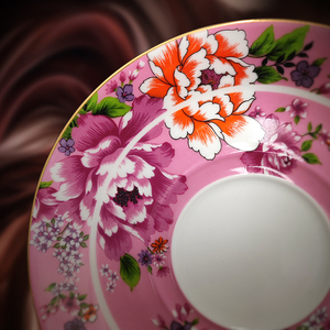 Juego de taza y plato de café de cerámica Floral de regalo exquisito de lujo, transferencia de agua impresa, regalos promocionales personalizables novedosos - Product Image 5