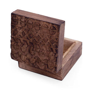 Caja organizadora de joyas de madera maciza de mango pequeño de diseño personalizado al por mayor de fábrica, tapa con bisagras, los mejores regalos para mujeres, artesanías de madera para pared - Product Image 2