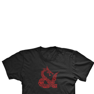 T-shirt en tricot noir à manches courtes pour homme avec imprimé graphique D20 rouge, col rond, coupe oversize, décontracté, 100 % coton - Product Image 6