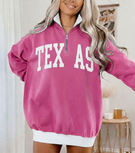 Sudadera con capucha para mujer de invierno, estilo urbano, con hombros caídos, oversize, bicolor, media cremallera, cuello simulado y logotipo frontal - Product Image 3