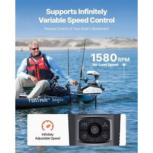 Motore Fuoribordo Elettrico a 10 Velocità per Acqua Salata, Montaggio a Prua, 55 libbre di Spinta, GPS, Telecomando LCD - Product Image 5