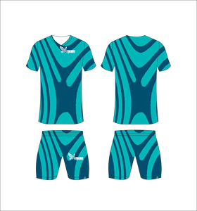 Conjunto de Camiseta y Pantalones Cortos de Fútbol Sublimados Ferocious Clothing para Hombre, Cuello en V, Absorbe la Humedad, Ropa Deportiva para Todas las Temporadas, Estampado Geométrico - Product Image 3