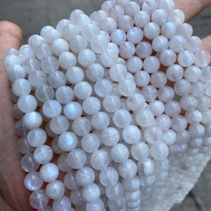 ลูกปัดมูนสโตนสีน้ำเงินรุ้งธรรมชาติทรงกลมเรียบเนียน ลูกปัดมูนสโตนแบบหลวมสำหรับทำเครื่องประดับ ขายส่ง - Product Image 6