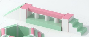 Structure de jeux extérieure en plastique avec marches vertes et roses et aire de jeux circulaire pour usage public - Product Image 2