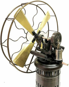 พัดลมไอน้ำทองเหลืองใช้น้ำมันก๊าดสไตล์วินเทจพัดลมตั้งโต๊ะแบบหมุนได้พัดลมโบราณผลิตจากโลหะต่างประเทศ - Product Image 5