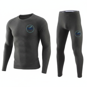 Ensemble de sous-vêtements de sport pour hommes en nylon, séchage rapide, antibactérien, respirant, taille élastique, longueur intégrale, entraînement, taille haute très élastique - Product Image 3