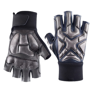 Half Finger Gym Gloves PU Leather Adjustable Wrist Strap Non Slip <b>Weight</b> <b>Lifting</b> Fitness Training Men's Breathable Hand <b>Grips</b> - Product Image 2