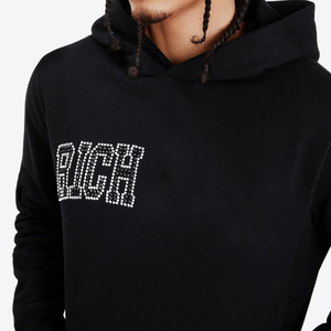 Sweat à capuche zippé en polaire pour homme, personnalisé en gros, avec strass et pierres brillantes, coupe oversize, effet délavé, style streetwear vintage, hiver, 100% - Product Image 6