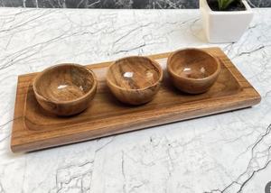 Platos y Tazones de Madera de Mango Marrón Natural en Oferta para Servir Frutas y Ensaladas, Vajilla para Frutos Secos, Nueces y Bocadillos - Product Image 2