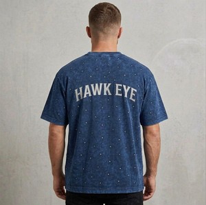T-shirt de sport pour homme Hawk Eye de qualité supérieure, doux, respirant, anti-rides, pour l'entraînement physique et le quotidien, imprimé bleu - Product Image 5