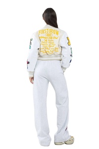 Veste universitaire en tricot brodée pour femmes 2025, respirante, veste bomber de baseball d'hiver, streetwear, design artistique, laine, cuir - Product Image 6