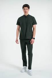 Lila V-Ausschnitt Kurzarm-OP-Set Uniform Oberteil und Hose Krankenhaus Medizinisches Pflege-Outfit Unisex - Product Image 5