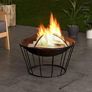 Moroccan Star Pattern Laser-Cut Steel <b>Fire</b> <b>Pit</b> with Colored Flames - Product Image 4