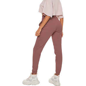 Women's Solid Color High Waist Drawstring <b>Harem</b> Pants Loose Fit Ankle-Length Casual Autumn Style Knitted Cotton Pants - Product Image 2