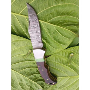 Couteau de chasse en acier Damas à pointe tombante avec manche en bois, épaisseur de 0,6 mm, lame affûtée à biseau, couteau de poche - Product Image 6