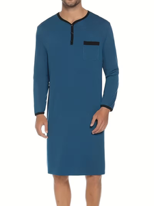 Camisones Térmicos de Lujo para Hombre, Cuello en V, 100% Algodón, Ropa de Dormir Cómoda, Fabricada en Bangladesh - Product Image 6