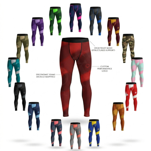 Équipement de fitness personnalisé, leggings de compression pour le yoga, sur mesure, taille haute, pantalon de sport respirant à séchage rapide pour hommes - Product Image 1