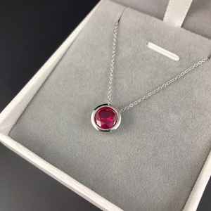 สร้อยคอพลอยสีชมพู จี้เงินแท้ ของขวัญวันเกิดเดือนกรกฎาคม ของขวัญคริสต์มาส ของขวัญครบรอบ 40 ปี สำหรับผู้หญิง - Product Image 2