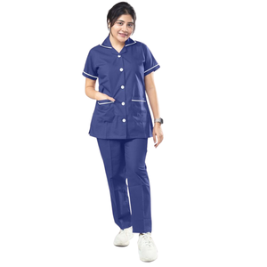 ชุดสครับแพทย์สีขาวสำหรับโรงพยาบาล ผลิตจากโรงงาน ผ้าโพลีเอสเตอร์/คอตตอน ทอแบบสั่งทำพิเศษ OEM สำหรับทั้งชายและหญิง - Product Image 6