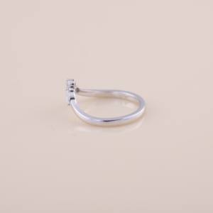 IGI Certified Marquise Diamond V-Shaped Contour Ring in <b>Solid</b> 925 Sterling <b>Silver</b> - Product Image 3