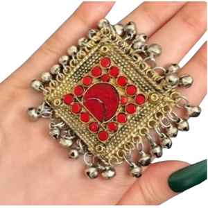 Afghan multicolour vintage big round glass rings <b>silver</b> ghunghroo afghan fashion wedding party wear bollywood jewelry gift - Product Image 1