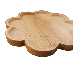 Bandeja de Madera de Roble con Forma de Flor y Borde Elevado, Plato para Servir con Vetas Naturales para Decoración de Cocina, Hecho en Vietnam - Product Image 5