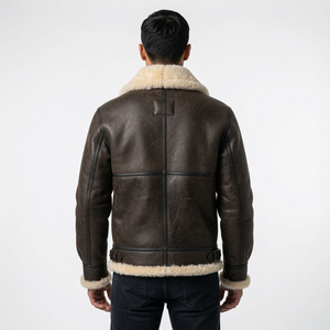 Custom <b>Men</b> Brown Leather <b>Jacket</b> Faux <b>Fur</b> Collar Winter Biker <b>Jacket</b> Warm Fashion Outerwear New Trendy Style For Unisex - Product Image 5