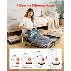 Sacs de rangement sous vide, lot de 26, sacs sous vide pour vêtements avec pompe et câble de charge, fermeture à double zip, épais - Product Image 2