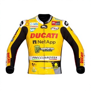 เสื้อแจ็คเก็ตหนังแท้สำหรับแข่งรถ/แจ็คเก็ต ยี่ห้อ Francesco Bagnaia สีเหลือง MotoCP Rucati ทำจากหนังวัว/หนังจิงโจ้ ตัดเย็บตามขนาด พร้อมรูระบายอากาศ - Product Image 1