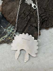 Kingman Turquoise <b>Necklace</b> Handmade Sterling Silver Artisan Boho Southwestern <b>Statement</b> Jewelry Third Party Certified Link Chain - Product Image 4