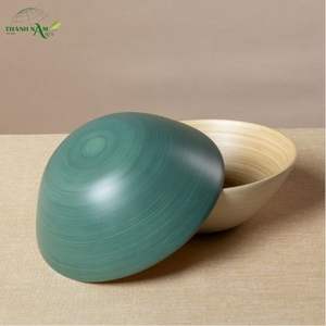 Tazón de Bambú Prensado con Interior Natural y Exterior con Recubrimiento de Color, Diseño Clásico Ecológico - Product Image 6